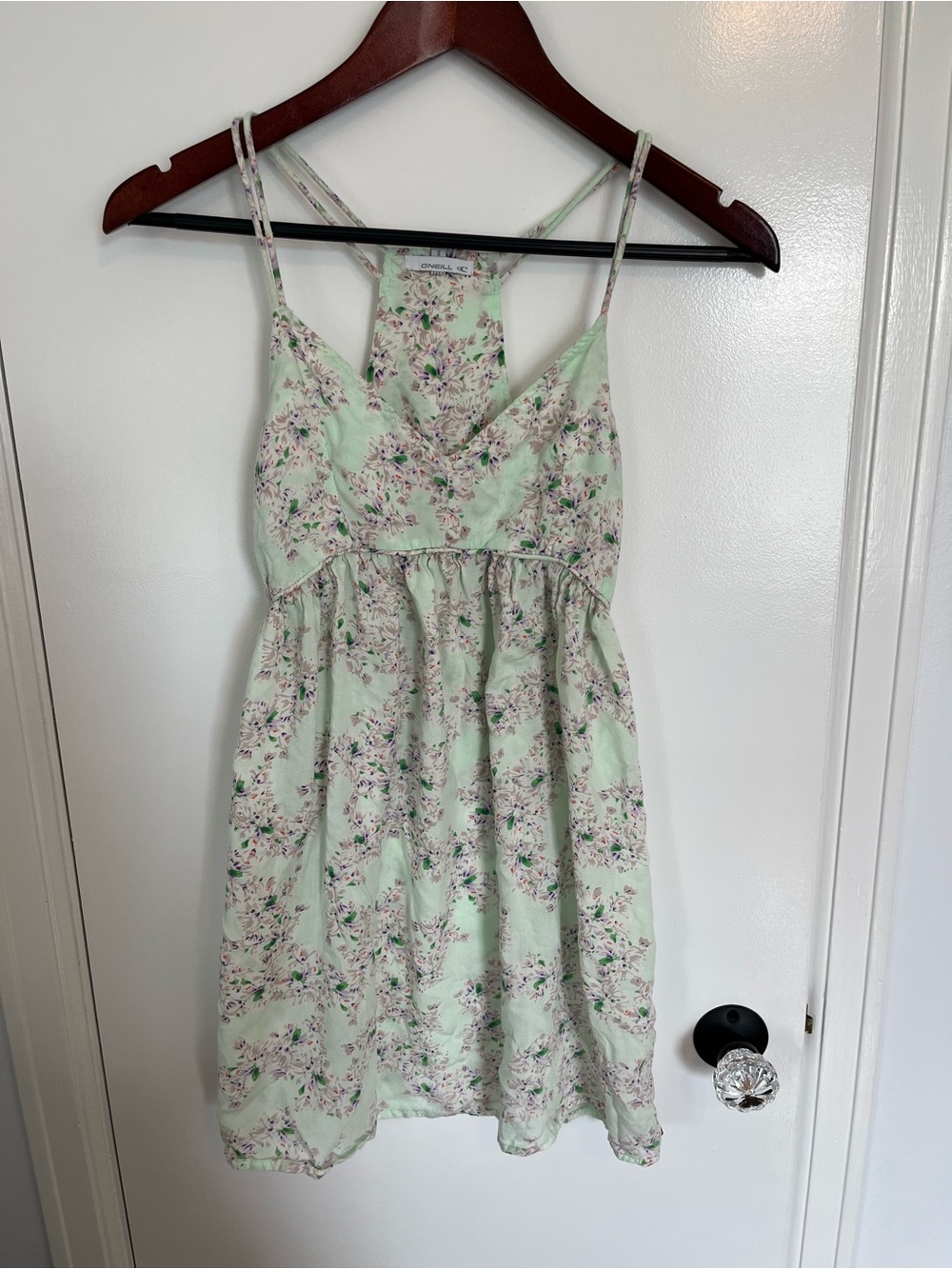 O'Neill Mint Floral Spaghetti-Strap Mini Dress